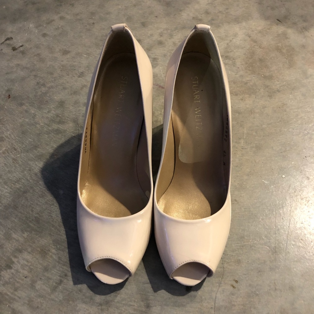 Stuart weitzman patent nude pumps sz 6.5